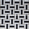 Tuile de mosaïque en marbre blanc et noir (HSM113)